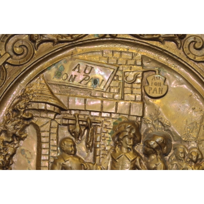 Embossed brass dish, ‘Le Rendez-Vous’