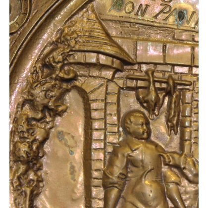 Embossed brass dish, ‘Le Rendez-Vous’