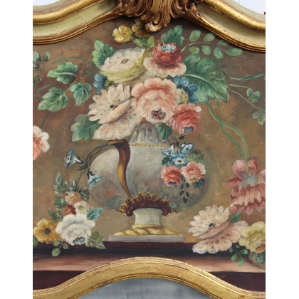 Trumeau style Louis XV décor de fleurs