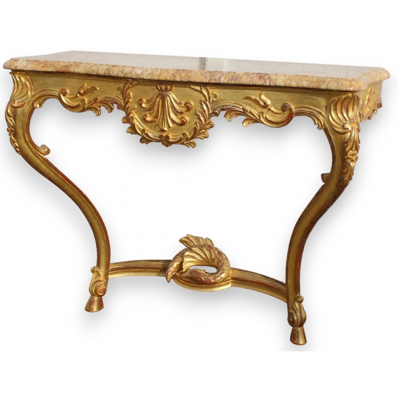 Regency-style console table in gilded wood