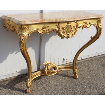 Regency-style console table in gilded wood