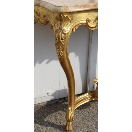 Regency-style console table in gilded wood