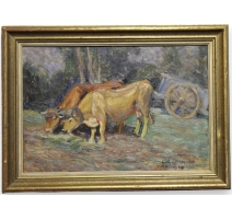 Tableau "Attelage" signé David BURNAND 1924