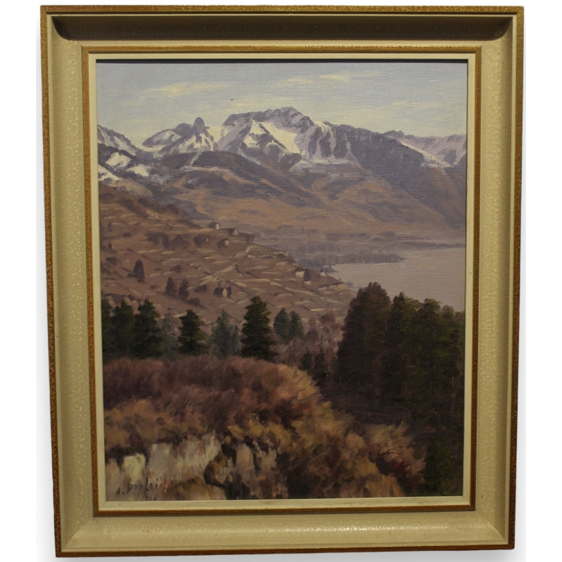 Tableau \"Lavaux\" signé A. DUPLAIN 1966