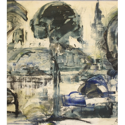 Tableau \"Bord du lac\", signé