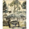 Tableau \"Bord du lac\", signé