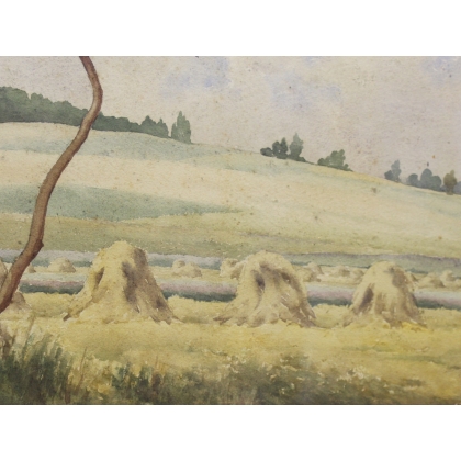 Aquarelle "Les moissons", signé CERNY