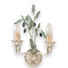 'Olives' painted iron wall light with 2 bulbs