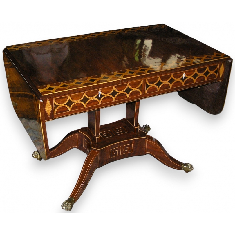  Sofa Table à abattants marquetterie de croisillons sur  Moinat SA  - Antiquités décoration