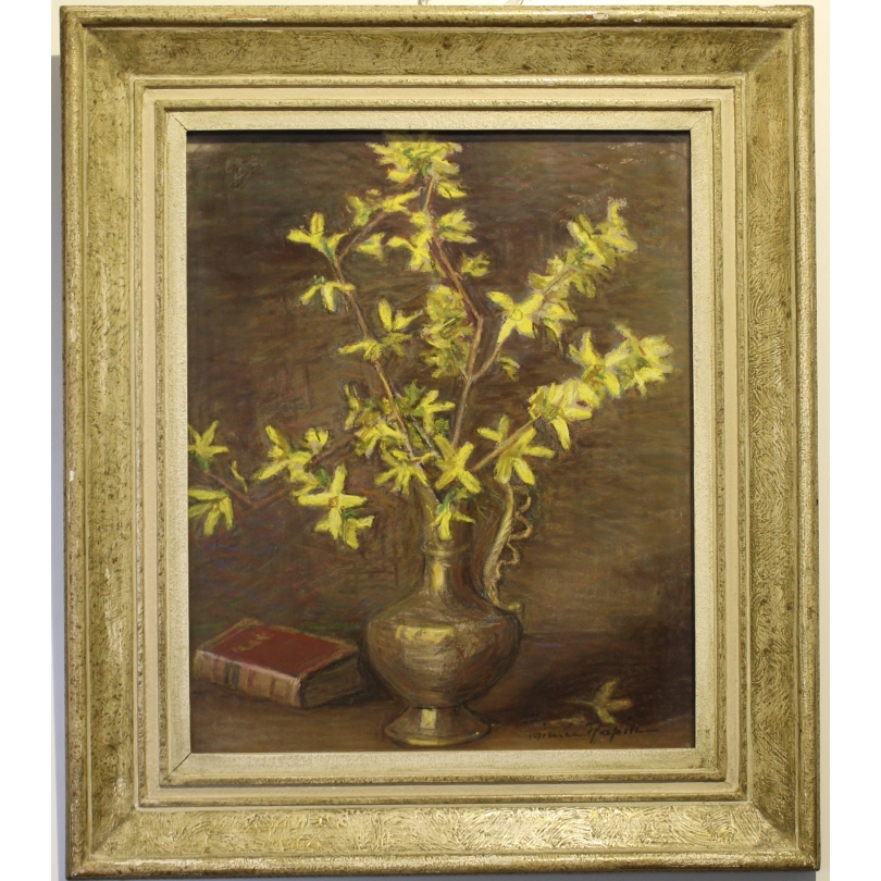 Pastel "Forsythia" signé Aimée RAPIN