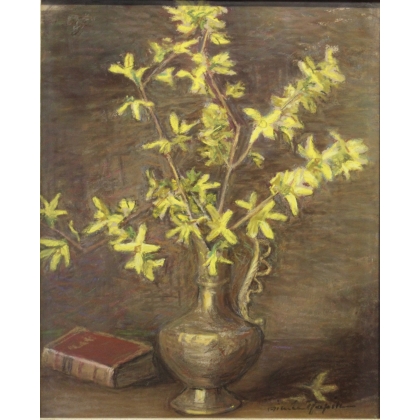 Pastel "Forsythia" signé Aimée RAPIN