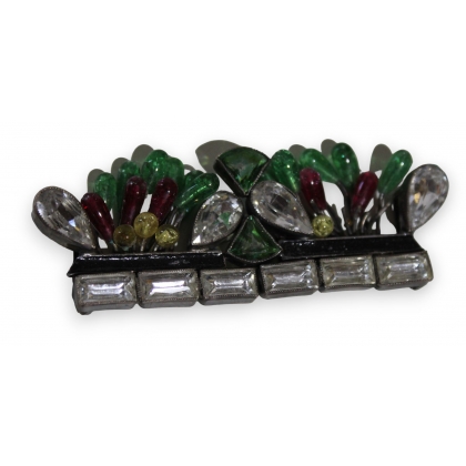 Boucle de ceinture en strass multicolors