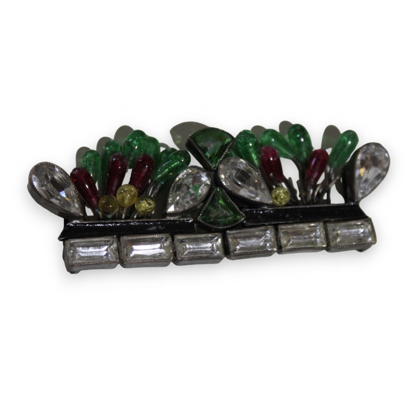 Multicoloured rhinestone belt buckle