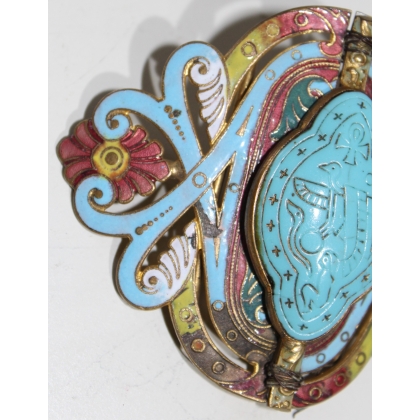 Cloisonné bronze belt buckle