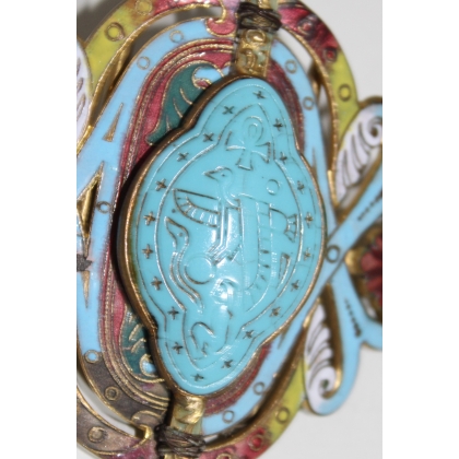 Cloisonné bronze belt buckle