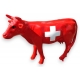 Vache en résine décor drapeau suisse