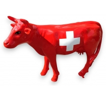 Vache en résine décor drapeau suisse