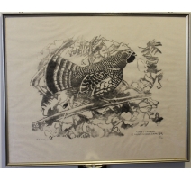 Gravure "Gelinotte" signée Robert HAINARD