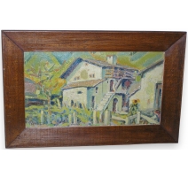 Huile sur toile "Paysage-Lac"
