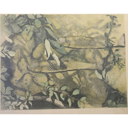 Gravure "Deux chevaines" signée Robert HAINARD