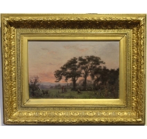 Tableau "Crépuscule" monogrammé AL