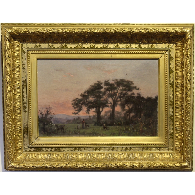 Tableau "Crépuscule" monogrammé AL