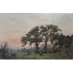 Tableau \"Crépuscule\" monogrammé AL