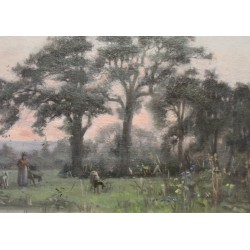 Tableau \"Crépuscule\" monogrammé AL