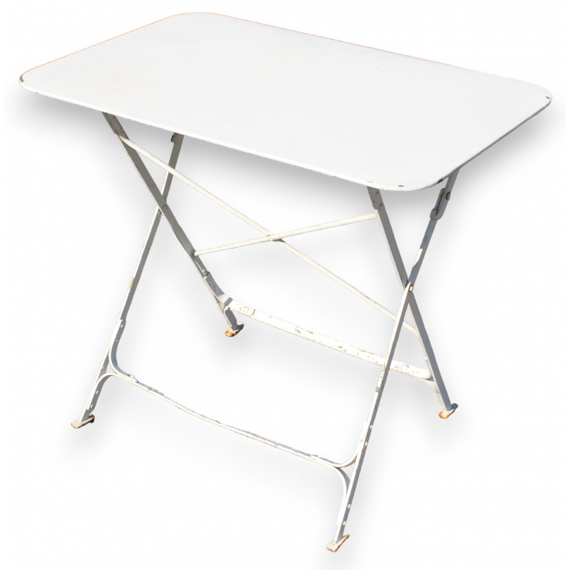 Table pliante en fer forgé blanc