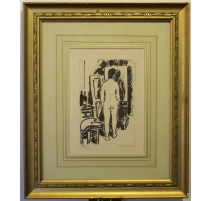 Lithographie "Femme au miroir" signée DOMENJOZ