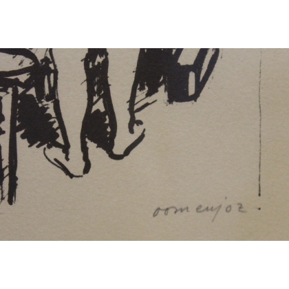 Lithographie "Femme au miroir" signée DOMENJOZ