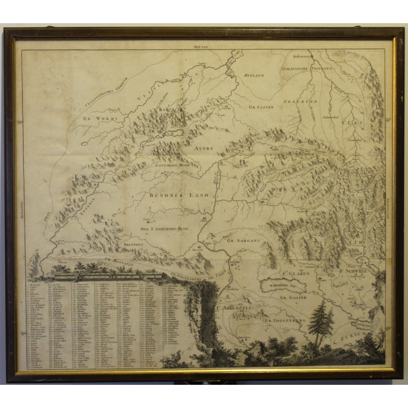 Carte de Suisse centrale encadrée