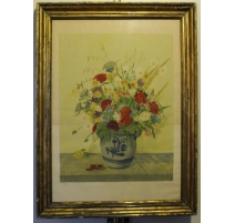 Lithographie "Bouquet de fleurs" signée