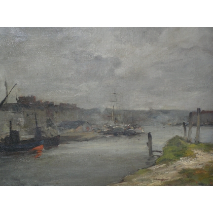 Paintings | Painting entitled ‘Petit port’, signed. Moinat SA  – Antiques and home décor