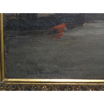 Paintings | Painting entitled ‘Petit port’, signed. Moinat SA  – Antiques and home décor