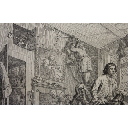Engraving "The Rake’s Progress, Plate I" by HOGARTH