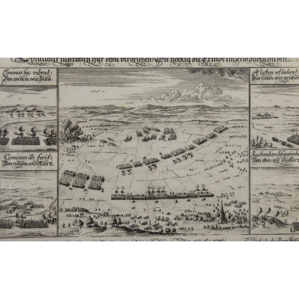 Engraving: Hostile, acies tormenfis, ecce! They are being sought