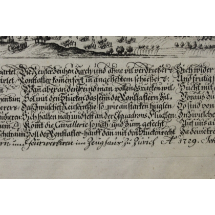 Engraving: Hostile, acies tormenfis, ecce! They are being sought