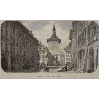 Gravure Berne tour de l'horloge