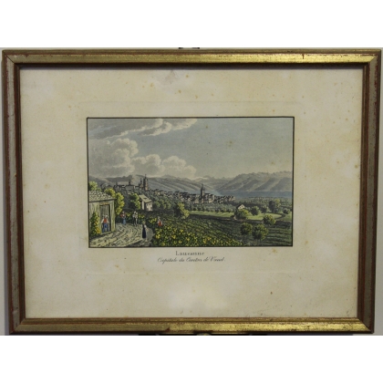 Engraving: Lausanne, Capital of the Canton of Vaud
