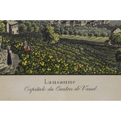 Engraving: Lausanne, Capital of the Canton of Vaud