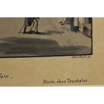 Gravure Rolle au bord du lac de Genève
