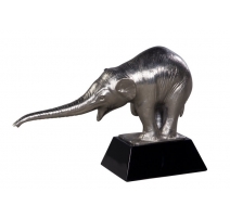 Eléphant en bronze argenté sur socle en bois noir