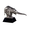 Eléphant en bronze argenté sur socle en bois noir