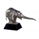 Eléphant en bronze argenté sur socle en bois noir