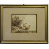 Encre de chine "Vaches" signé A CALAME 1833