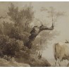 Encre de chine "Vaches" signé A CALAME 1833