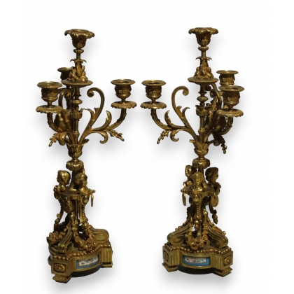 Pair of Louis XVI style, Napoleon III candelabrums