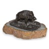 Bronze wild boar on an agate plinth