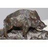 Bronze wild boar on an agate plinth